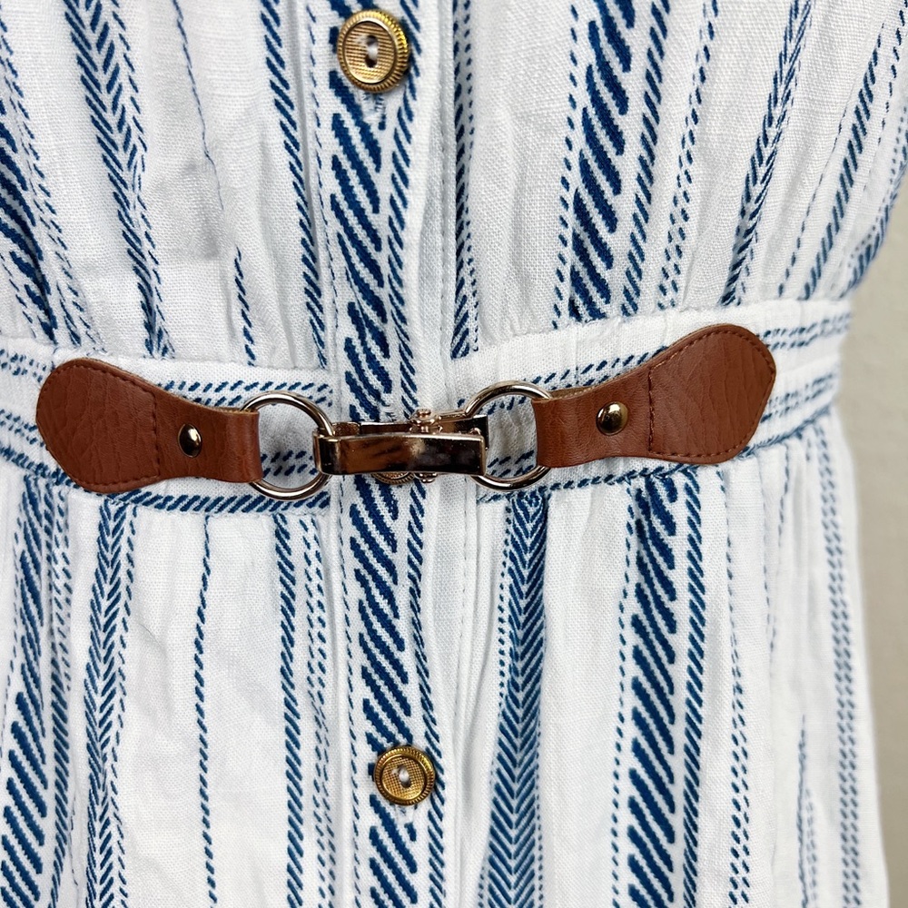 Ryan Michelle Blue Striped Collared Button Front … - image 5